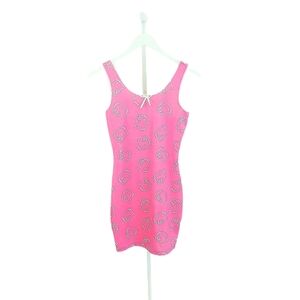 Shein X Hello Kitty Mini Slip Dress XS Pink White Print Sleeveless Ruffle Trim